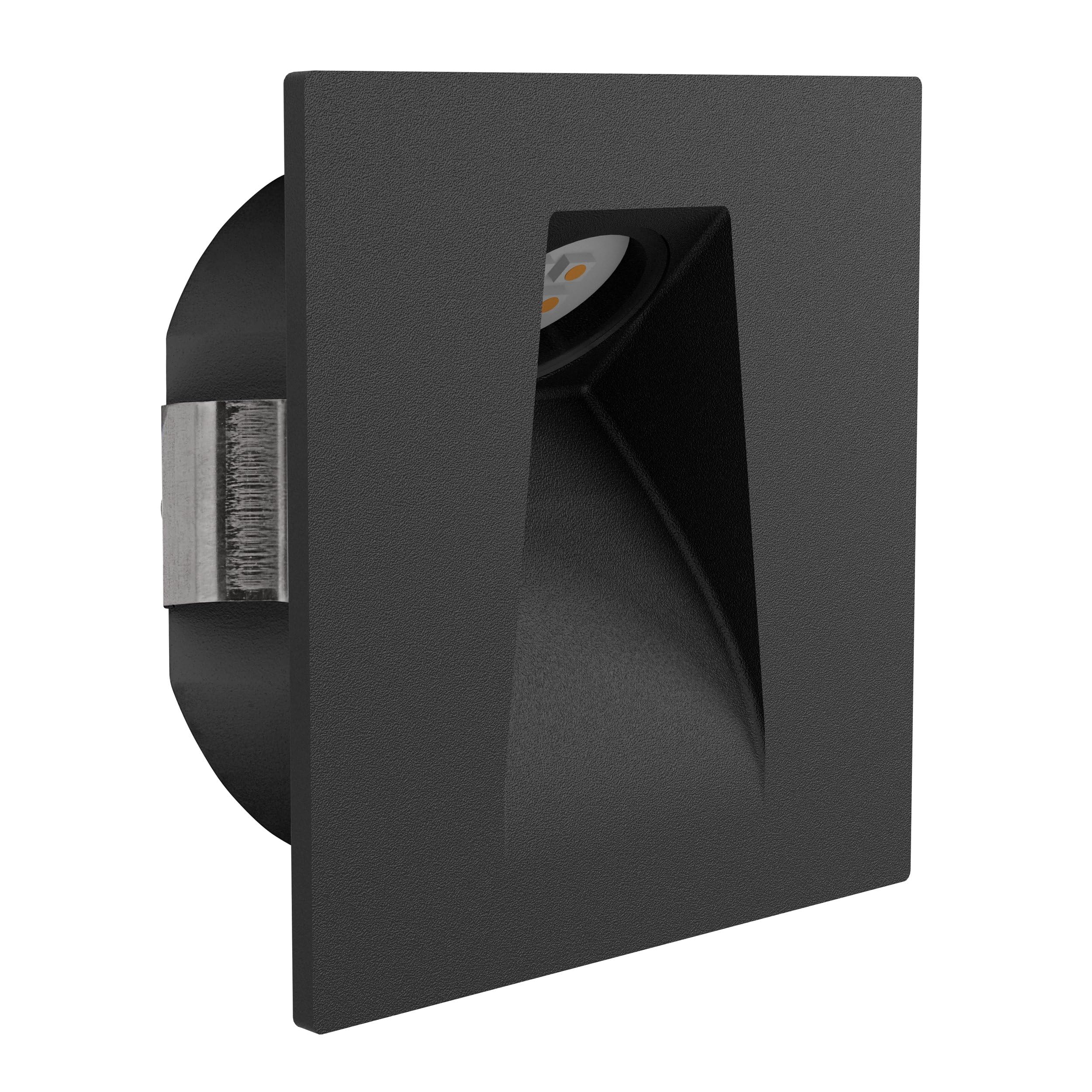 Eglo Recessed spot Light Mecinos, LED Spotlight for Stairs, Black Metal wall lamp, Warm White Lighting, 3.1 inches