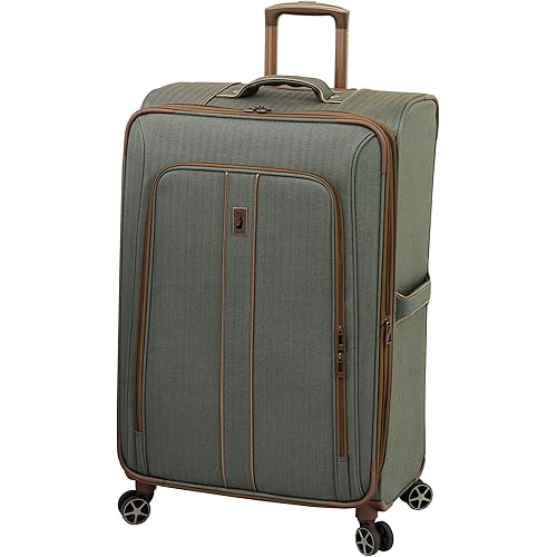 LONDON FOG Newcastle Softside Expandable Spinner Luggage, Slate Bronze, Checked-Large 28-Inch