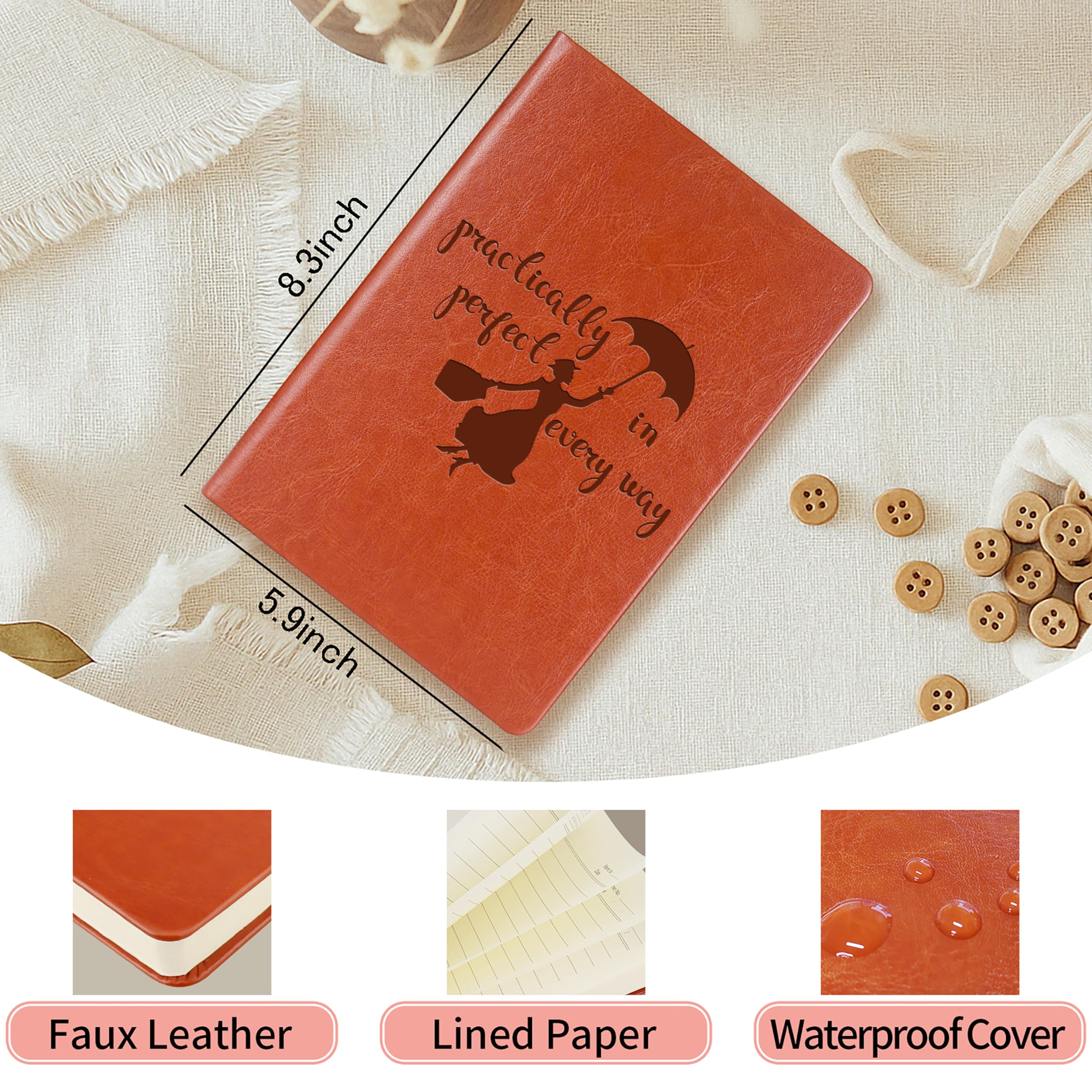 Mary Movie gift Leather Journal Notebook Poppin Umbrella Fans Gift Practically Perfect in Every Way Movie Inspired Gifts for Mary Fans (Perfect in every way)