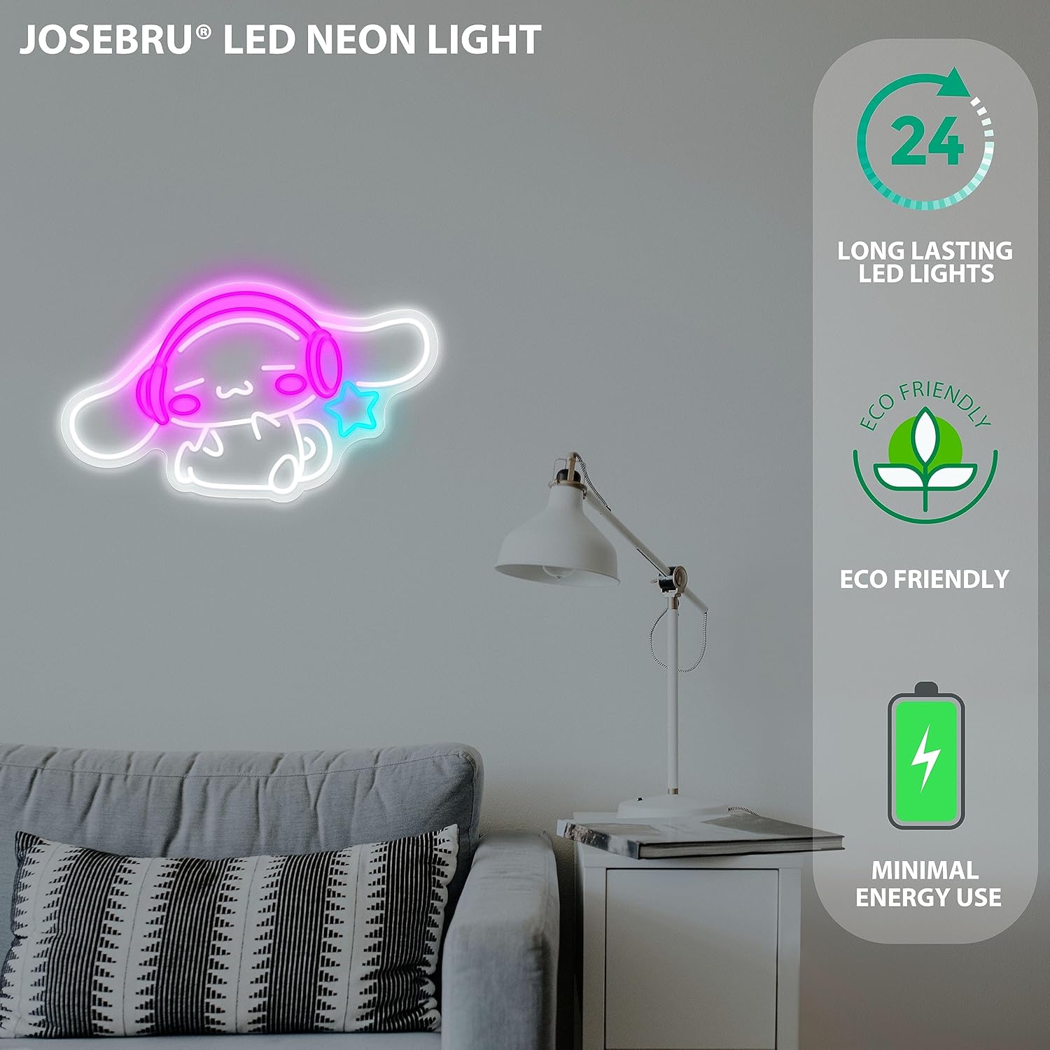 CinnamoRoll Neon Sign Anime Neon Sign for Wall Decor Janpanese Neon Light for Bedroom Wall Decor Game Room Decor Livingroom Decor for Kids, Personalized Gifts for Girls