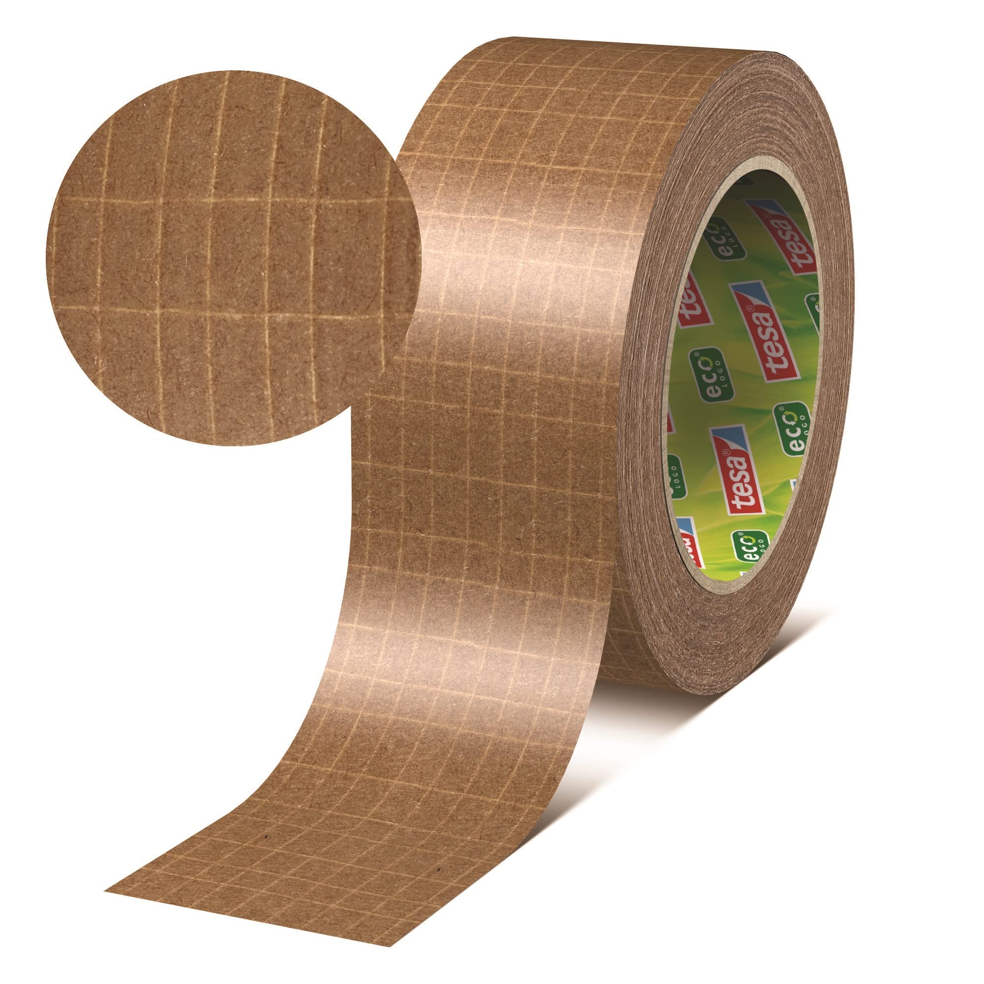 tesa Tesapack Lot de 12 rouleaux de ruban adhésif ultra résistant en fibre de verre, avec adhérence extra forte, fabriqué à partir de matières premières certifiées FSC, 25 m x 50 mm
