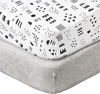 HonestBaby 2-Piece Organic Cotton Printed & Terry Changing Pad Cover Set, Pattern Play, One Size