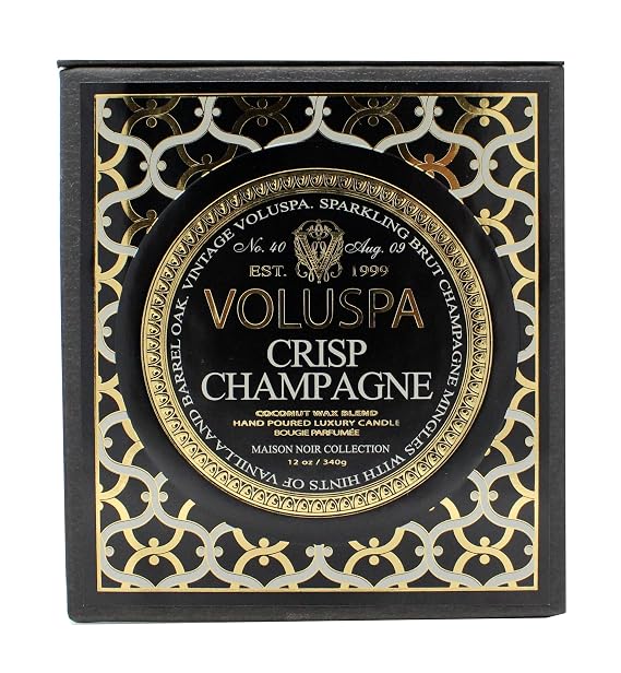 Voluspa Crisp Champagne Classic Maison Boxed Glass Candle, 12 Ounces