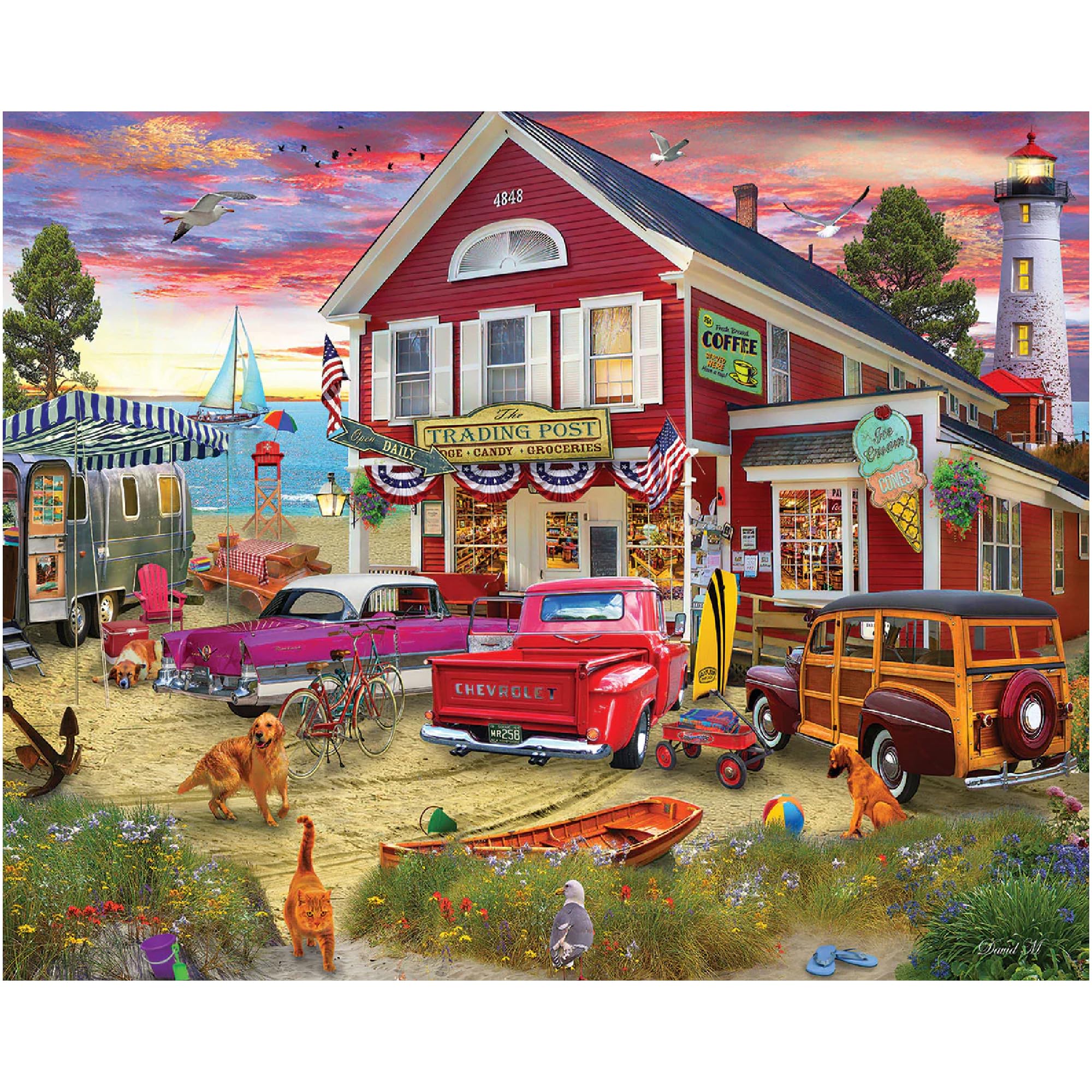 White Mountain The Trading Post Summer Puzzles 1000 Pieces Beach Jigsaw Puzzle for Adult Grandparents and Family