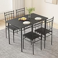 Vista 11 de Juego de mesa de comedor para 4, mesa de cocina y sillas de 5 piezas, juego de mesa de comedor rectangular con 4 sillas, juego de mesa de cocina que