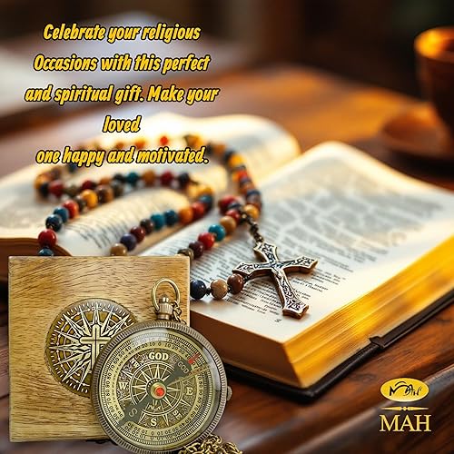 Miniatura 7 de Bible Verse Brass Compass  Be Strong and Courageous (Joshua 19)  Christian Gift for Graduation, Baptism, Confirmation  Religious Keepsake for Boys,