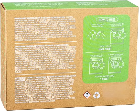 Laundry Detergent Sheets Fresh Scent, Eco Friendly, No Plastic Packaging, Up to 100 Loads, Concentrated & Biodegradable