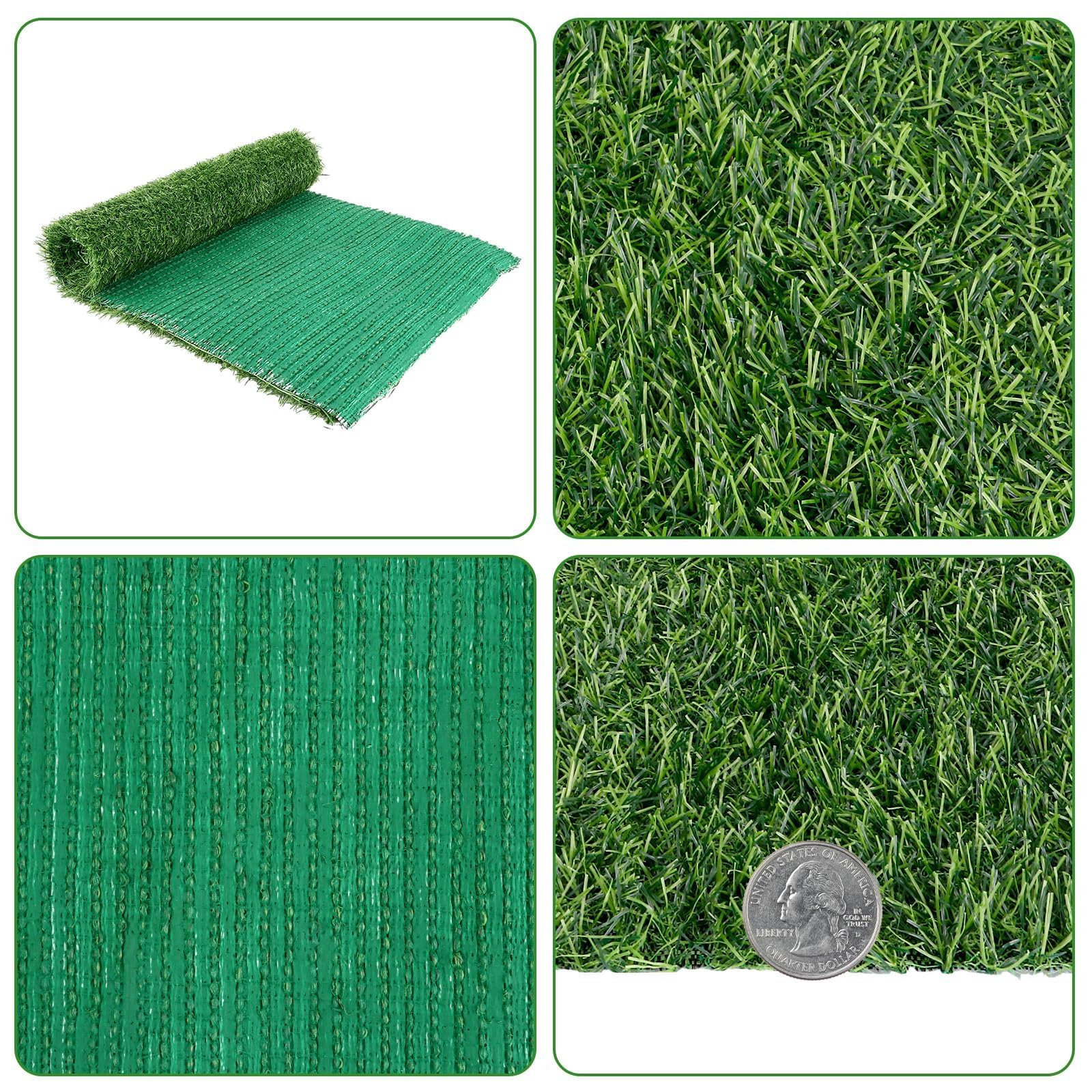 Lot de 2 Rouleau Faux Gazon 35x120 cm, Pelouse Synthétique Extérieur avec Herbe de 2 cm, Gazon Artificiel Antidérapant pour Balcon, Terrasse et Décoration