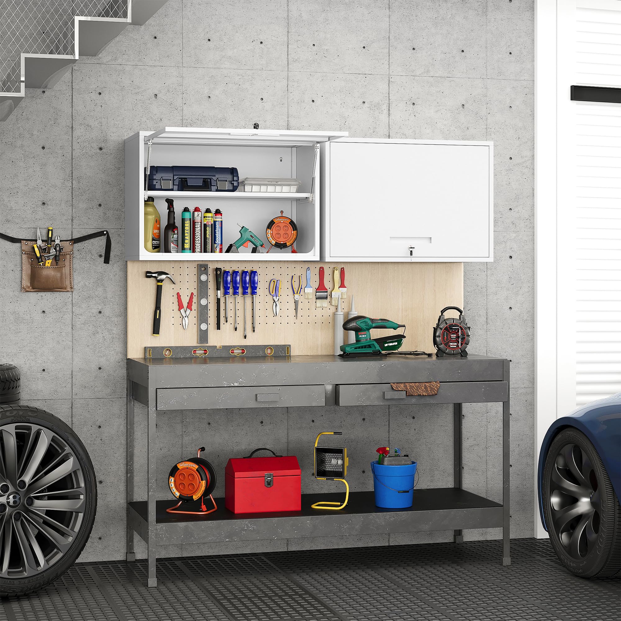 Sightlife Armario Colgante de Cocina y Baño, de Pared con Cierre - 55 x 80 x 40 cm