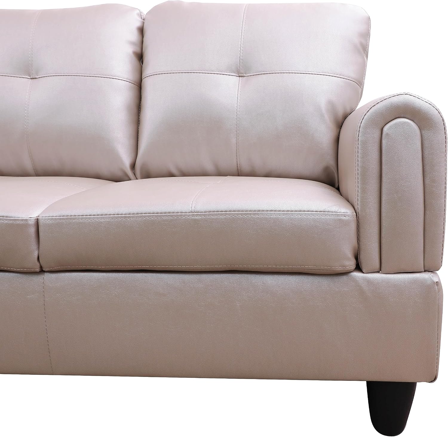 NicBex Couches for Living Room L Shaped Couch Upholstered Futon Sofa Comfy Faux Leather Modular Sofa 3-Piece Living Couch with Storage Ottoman for Apartments, Living Room and Office, Latte