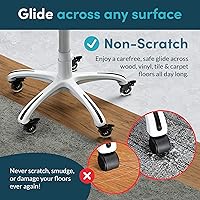 Vista 45 de Lifelong Ruedas de repuesto de goma para sillas de oficina, ruedas resistentes de 2 pulgadas para suelos de madera dura y alfombras, juego de 5