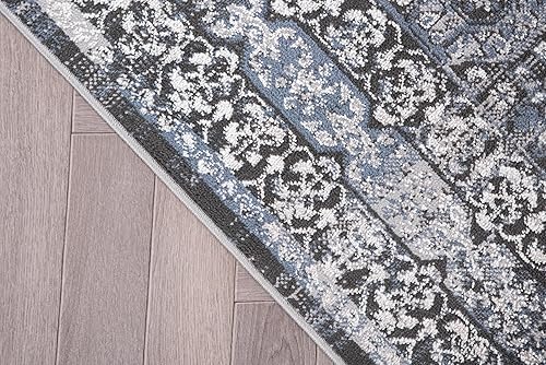 Miniatura 6 de L'Baiet Lina - Alfombra neutra Azul 2 x 6 pies Alfombras estéticas para sala de estar, dormitorio, oficina, mesa de comedor, pasillo, casa