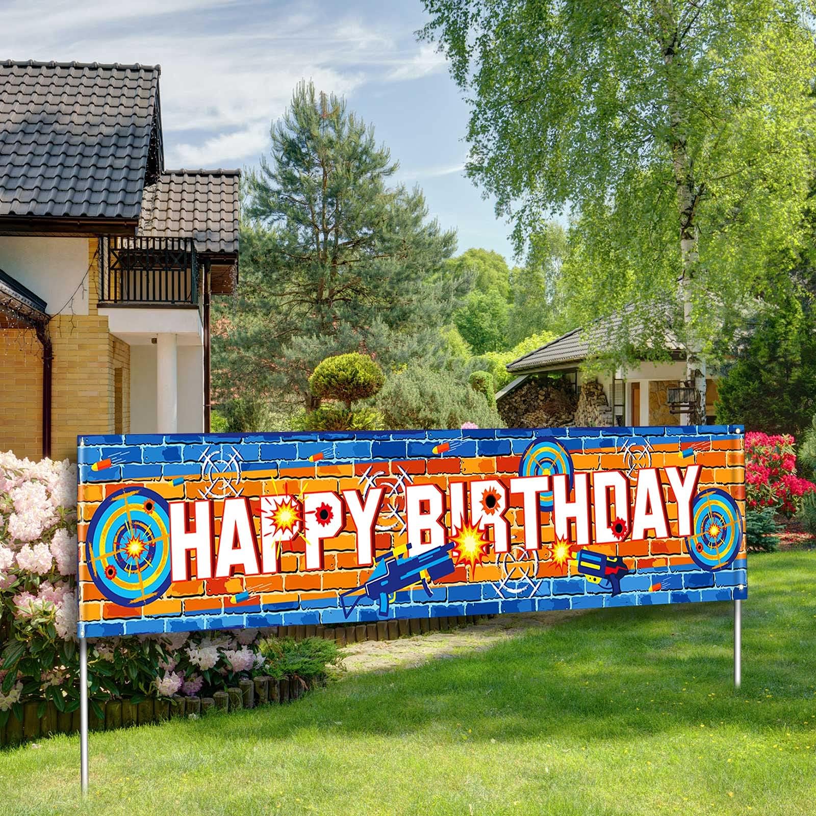 Dart Battle Happy Birthday Banner for Party Decoration