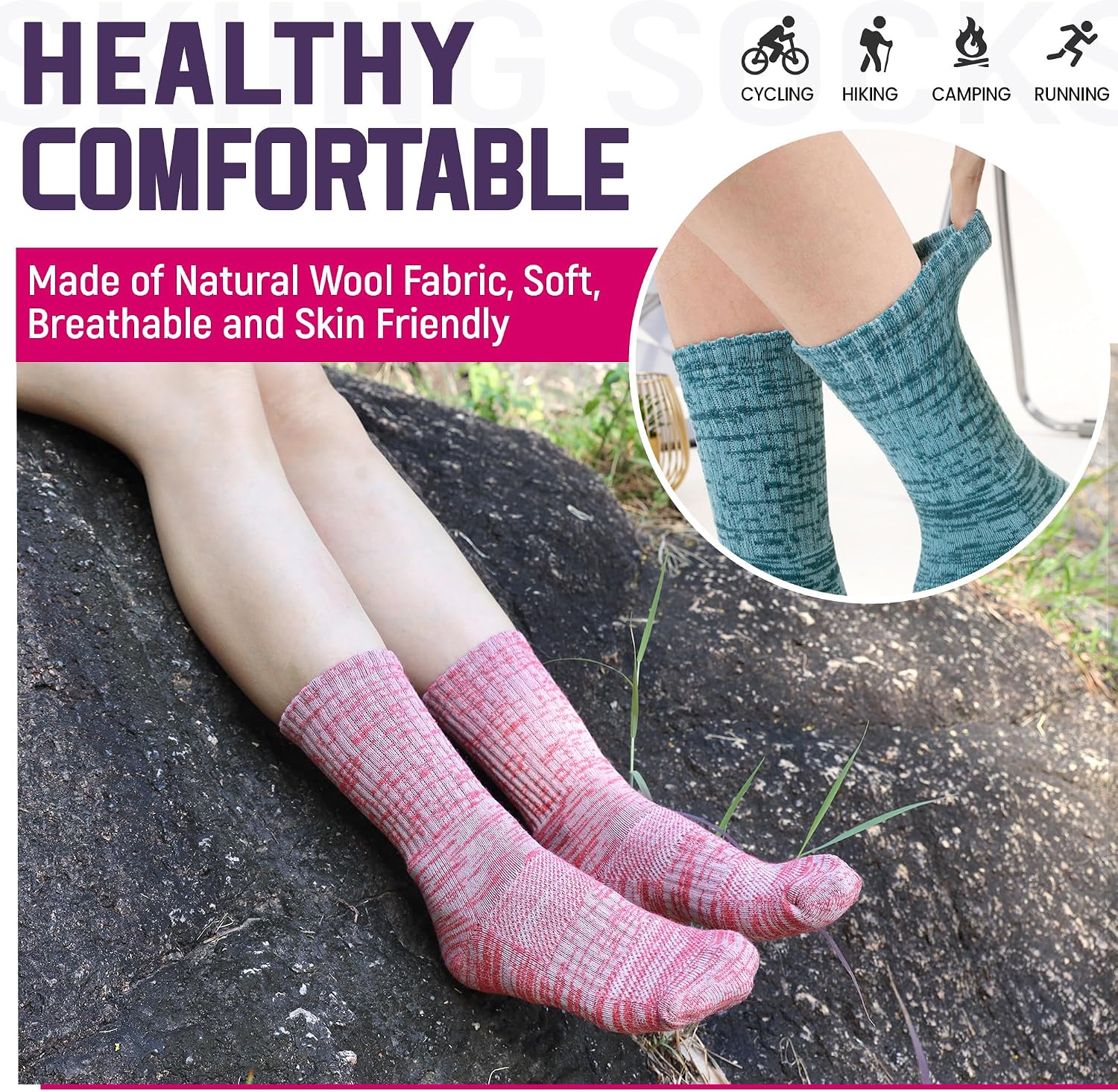 DoSmart Merino Wool Hiking Winter Boot Work Crew Socks for Women Men image 4