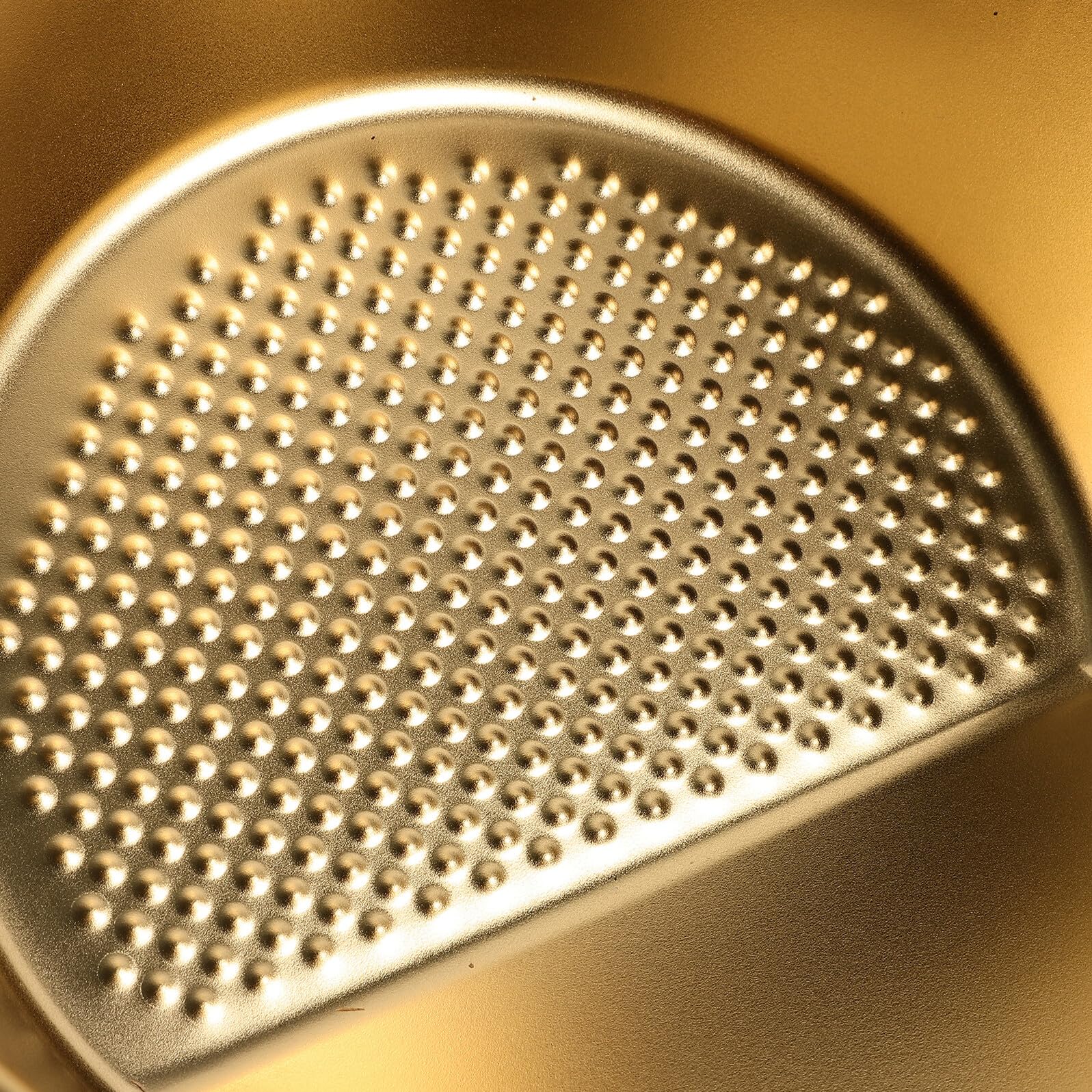 Cesta de Lavado de Acero Inoxidable Dorado para Cocina, Multiusos | Malla Fina, Enjuague de Arroz y Verduras, Superficie Lisa, Elimina Impurezas y Sedimentos, Uso Diario