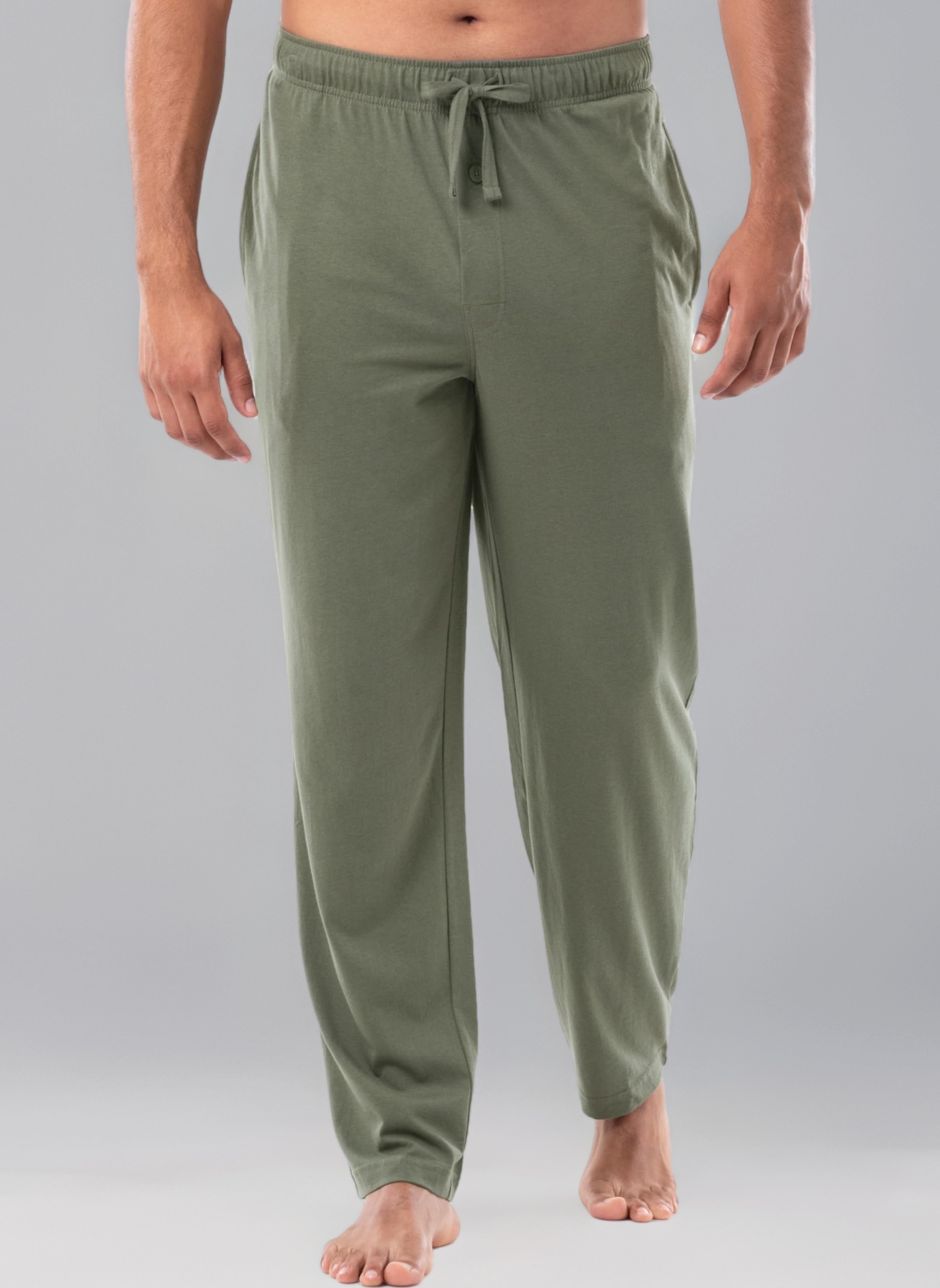 Fruit of the Loom Men's 1-Pack Extended Sizes Jersey Knit Sleep Pant, Dark Green, Large