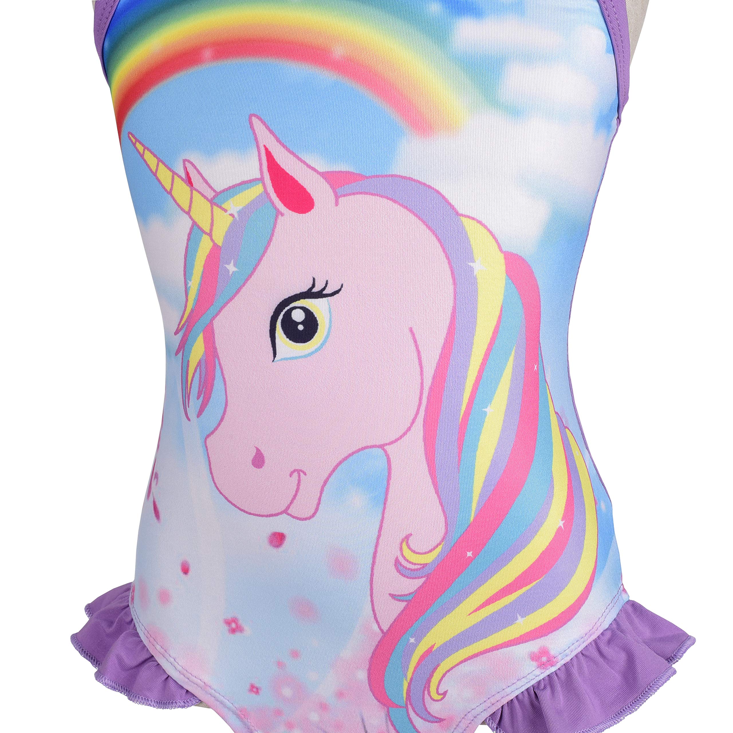 Lito Angels Maillot de Bain 1 Piece Licorne pour Enfant Filles, avec Jupette/Tulle/Volant