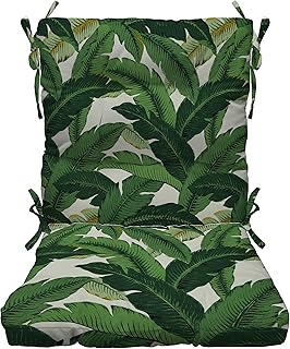 RSH DÃ©cor Indoor Outdoor Tufted High Back Chair Cushion, Choose Color (Swaying Palms Aloe)