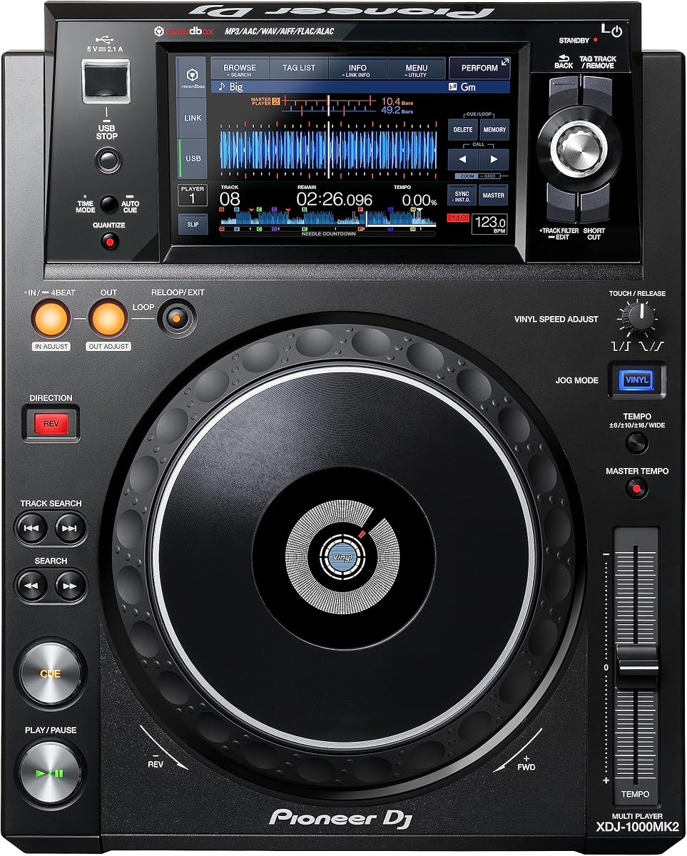 Plataforma de DJ XDJ-1000MK2 con pantalla táctil | Para DJ que crean una configuración de club, reproductor múltiple, pantalla táctil de 7 pulgadas, rekordbox, USB y Link, flujo de trabajo estándar de club