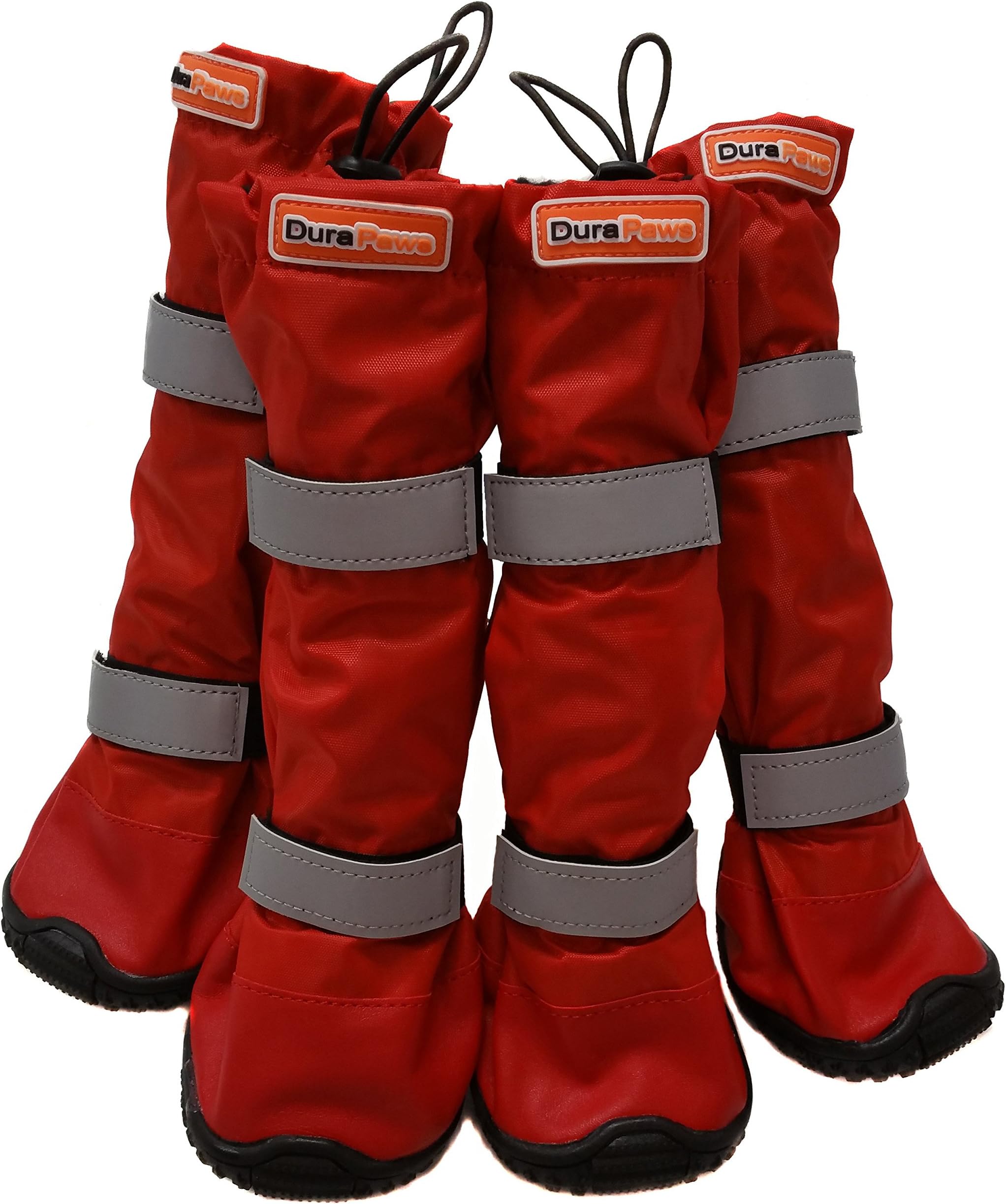 DuraPaws 100% Waterproof Dog Boots - Snow Boots - Paw Protector for Snow, Rain & Salt (Set of 4 Available in 5 Sizes) (Red, Small - 1.93" Wide x 2.17" Long)