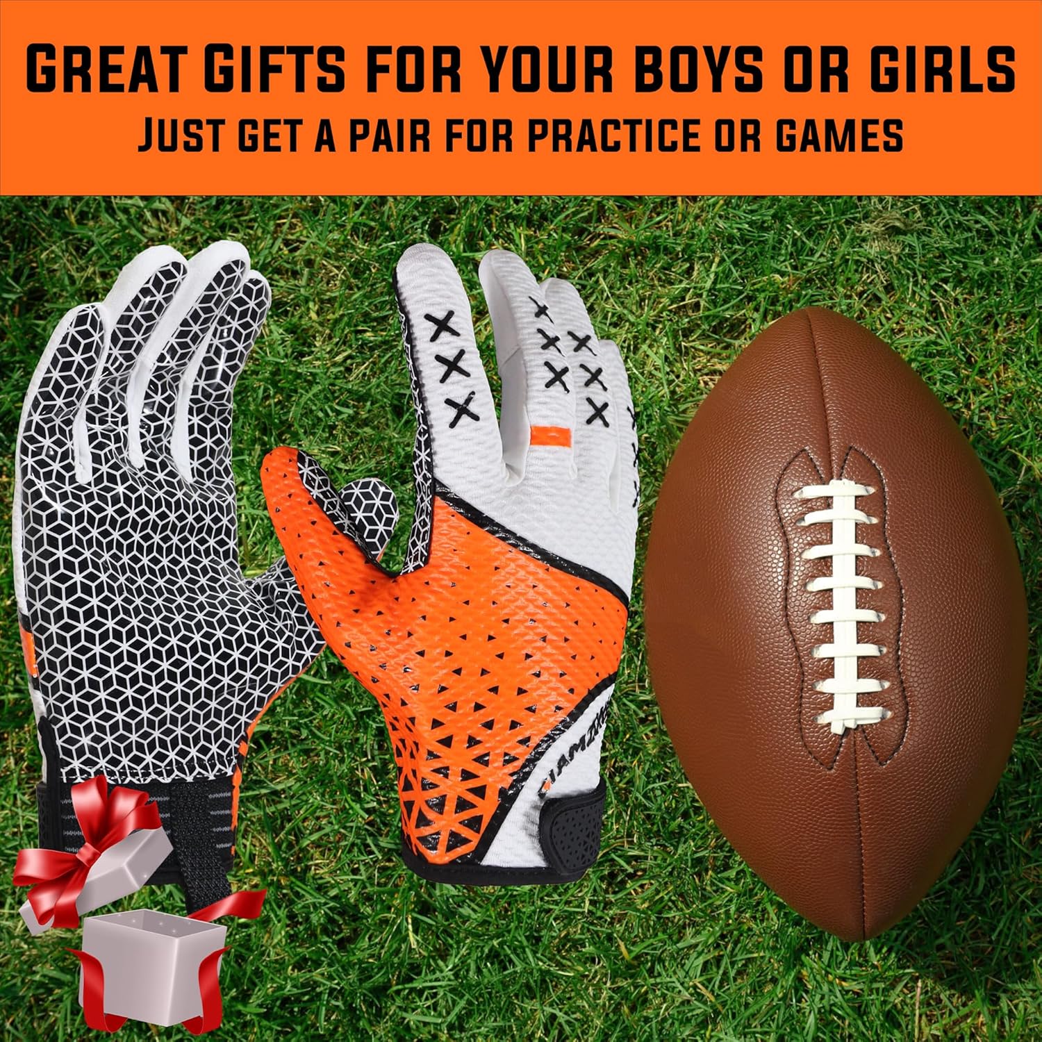 Youth Football Gloves, Kids Receiver Gloves with Sticky Grip, Flag Football Glove, Best Gift for Boys Girls Ages 8–12 - Image 6