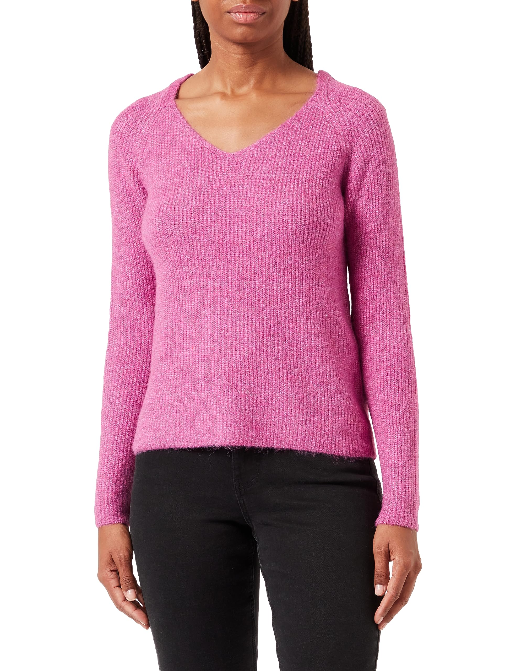 PIECES Women's Pcellen LS V-Neck Knit Noos Bc Sweater, Radiant Orchid, XL
