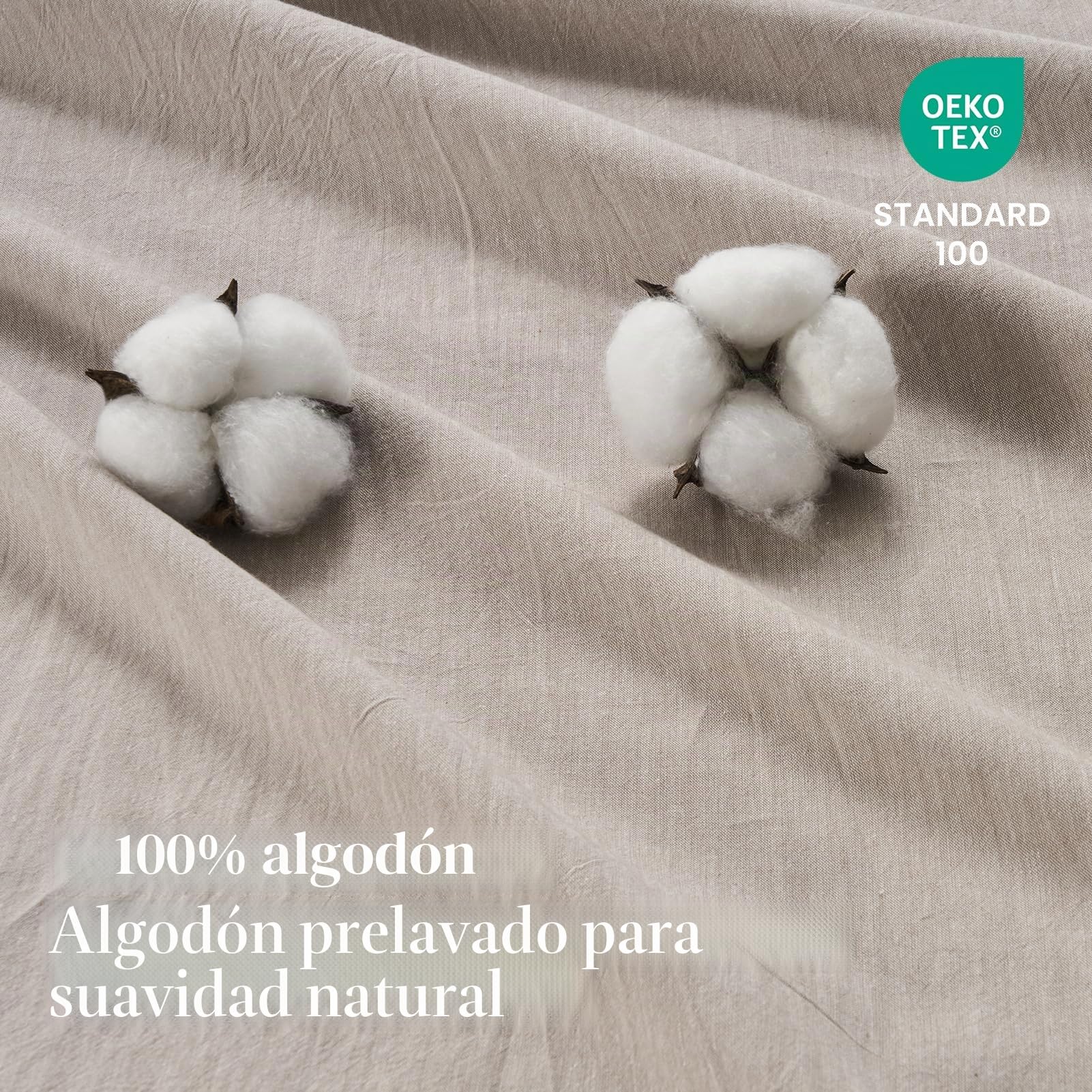 Funda Nórdica Cama 180 Lino,Algodón Lavado Súper Suave con Cremallera, Certificación Oeko-Tex 1 Funda de Edredón 240x220 + 2 Fundas de Almohada 80x80 cm