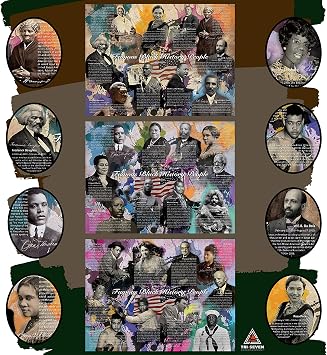 777 Tri-Seven Entertainment Famous Black History People Poster Series 1-3 Bundle, 24"x18" Unframed, Multicolor