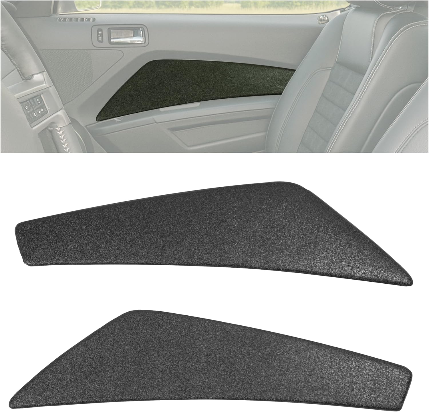 Pair Black Door Panel Insert Compatible with 2010-2014 Ford Mustang ABS Plastic Textured Black Left & Right