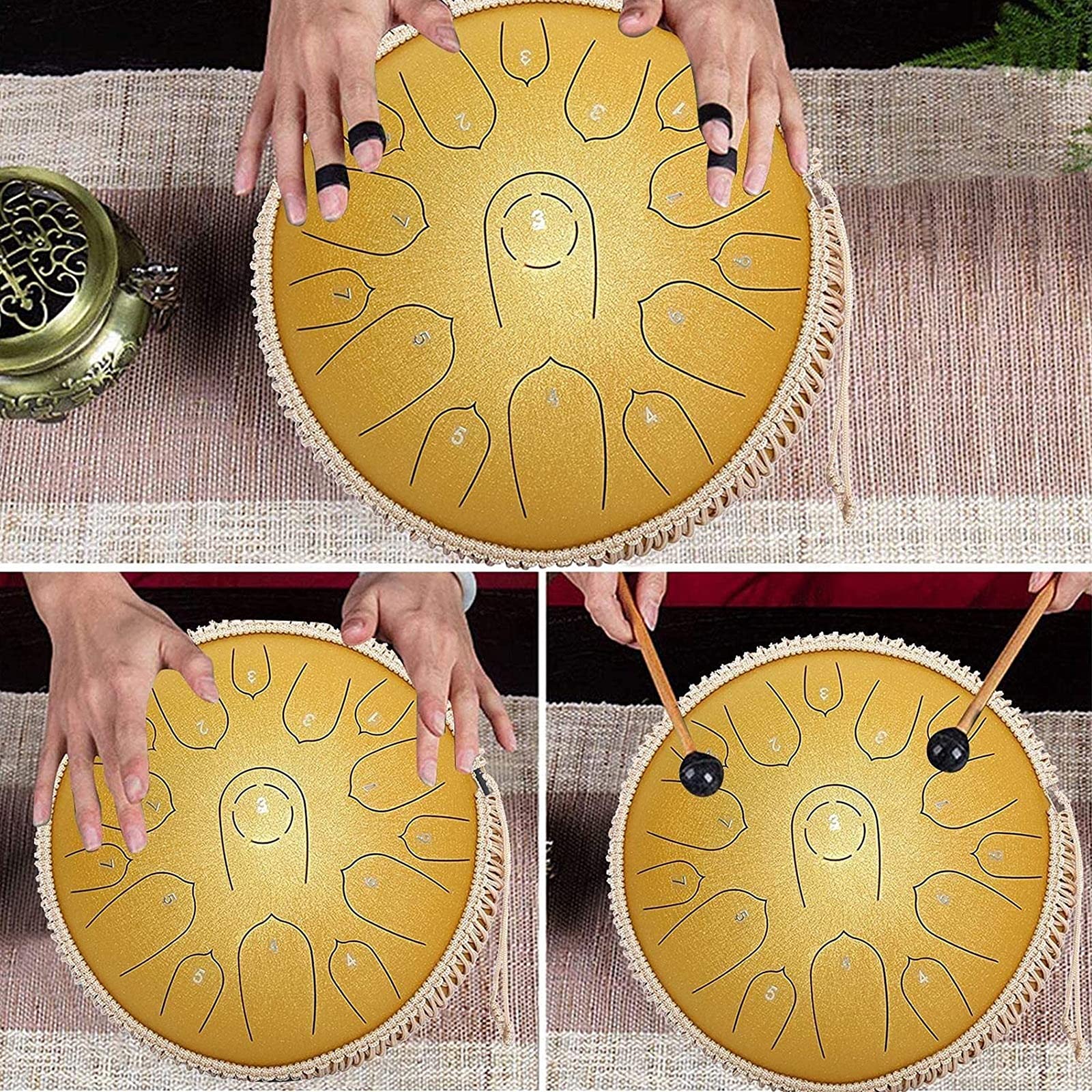 14インチスチールタングドラム、15ノートCキーハンドパンドラム打楽器 Amazon | タングドラム 14インチスチール舌ドラムハンパンドラム