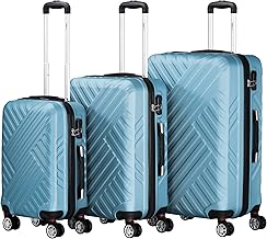 Zelsius 3 Piece Suitcase Set, Steel Blue | ABS Hard Case with Combination Lock, Double Wheels and Inner Divider