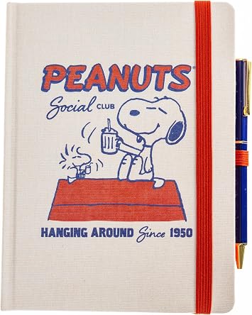 Graphique Peanuts Social Club Journal & Pen | Hardcover Lined Diary Notebook for Writing | 160 Pages, 6 x 8