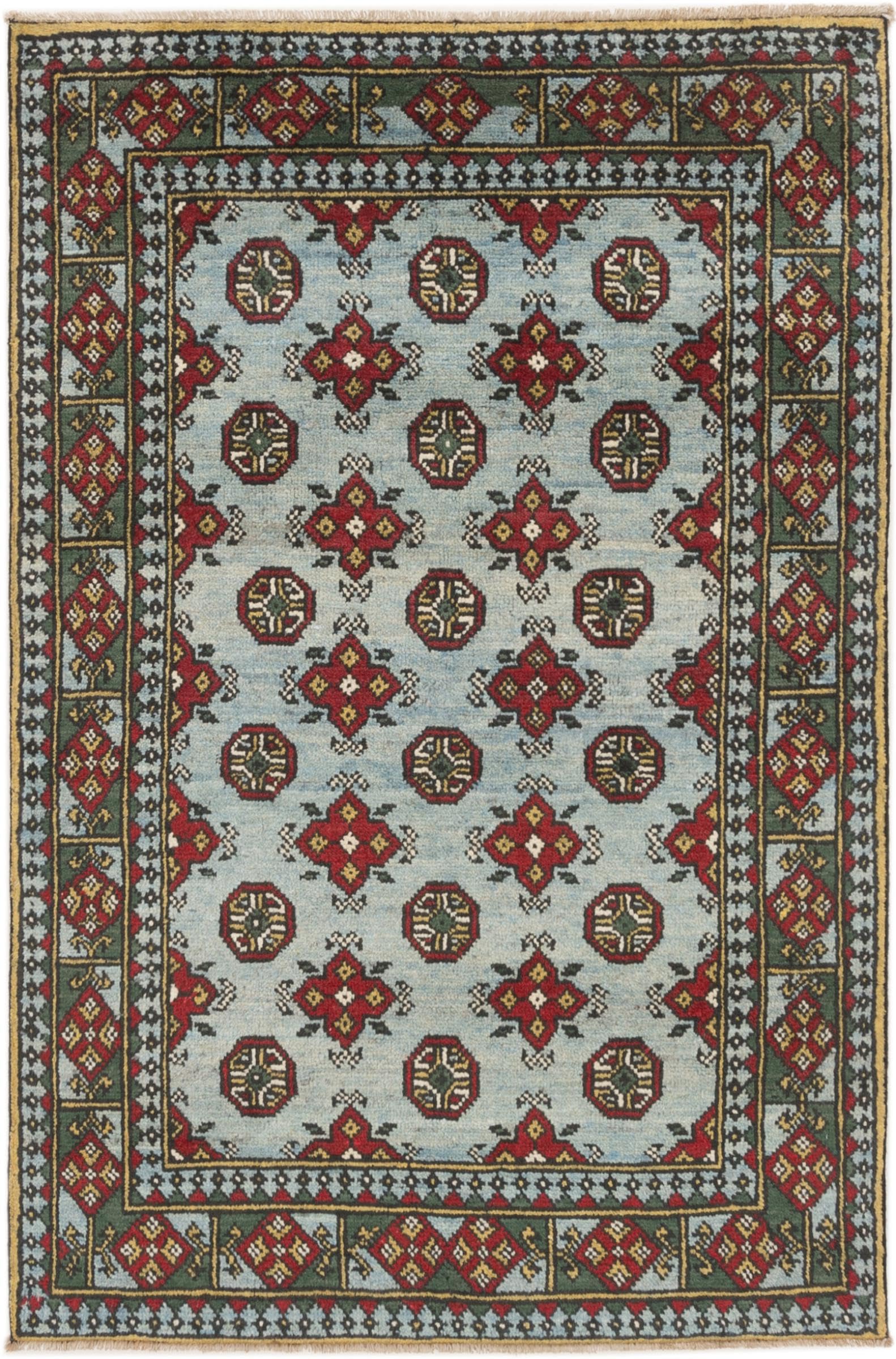 Tapis d'Orient Afghan Akhche noué main en laine authentique format 100x154 cm