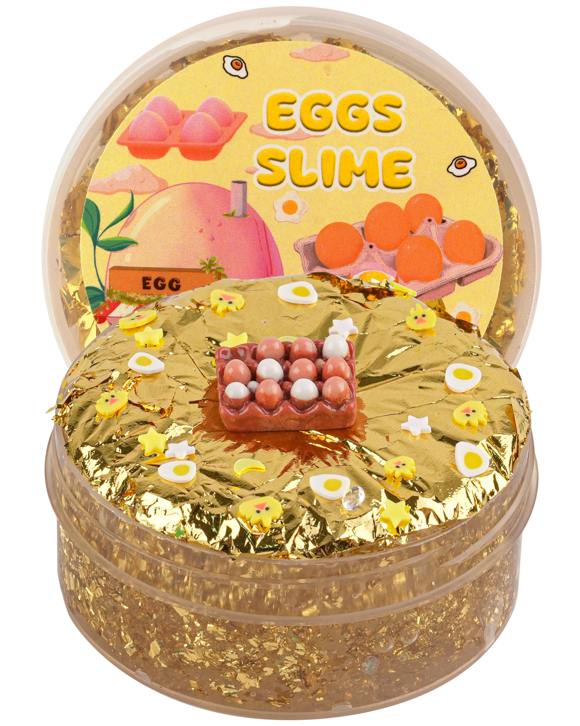 Okaybee Egg Gold Foil Slime, Good Stretchy & Non-Sticky Clear Slime, Slime Party Favors for Kids, Slime Sensory Toys for Birthday Easter Hallowmas