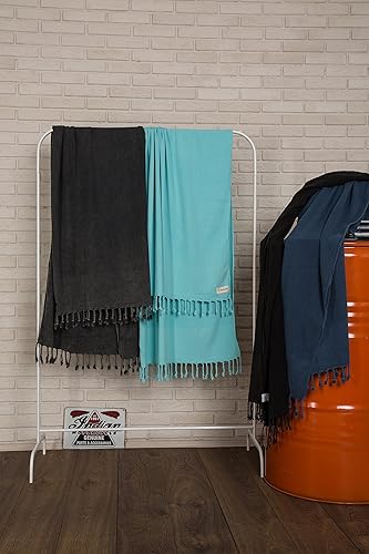 Miniatura 9 de Bersuse Toalla turca 100% algodón Zuma lavado a la piedra, 33 x 66 pulgadas, antracita