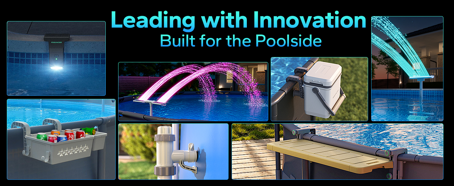 POOLHACKER Poolside Bar, Swim Up Bar Exclusively For Above-Ground Round Pools. Patio Poolside Table Smart Fold Easy Maintenance, Weather Resistant - View #2