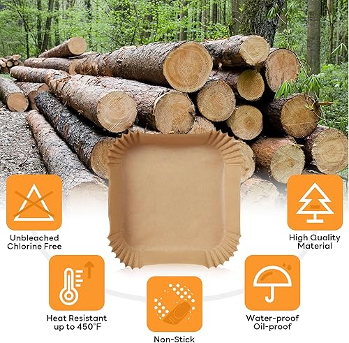 Miniatura 4 de Forros para freidora de aire pequeños desechables de 2 cuartos de galón para freidora de aire COSORI de 2.1 cuartos de galón, papel pergamino para