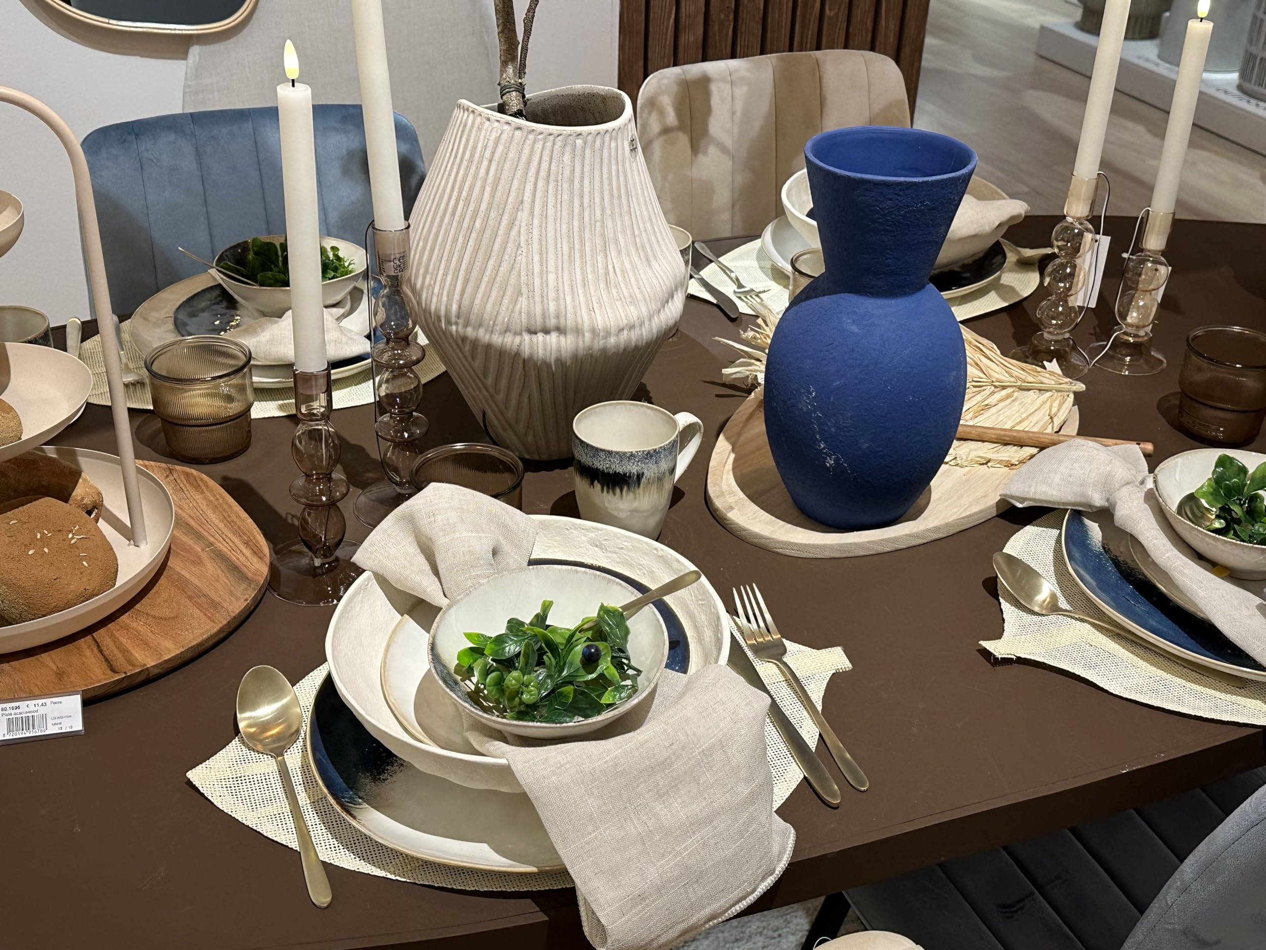 Assiette Céramique Bleue Et Blanche - Style Vintage Pour Steak, Dessert - 10