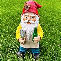 Vista 9 de Mood Lab Gnomo de jardín – Gnomo de chef de barbacoa – 9.45 pulgadas de alto estatua de césped – para decoración al aire libre y de la casa