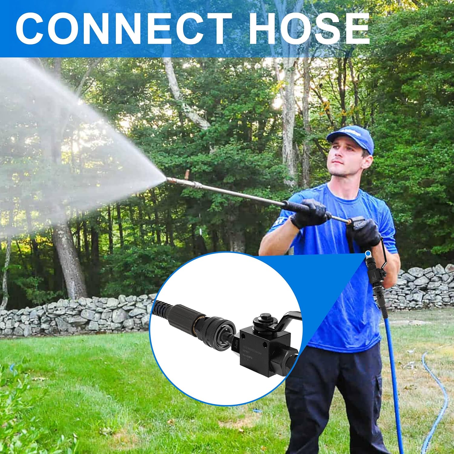 RIDGE WASHER Pressure Washer Hose 100 Feet X 3/8 Inch for Hot and Cold Water, High Pressure Ball Valve