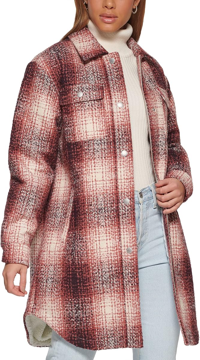 Levi's Women's Wool Blend Sherpa Lined Long Shacket