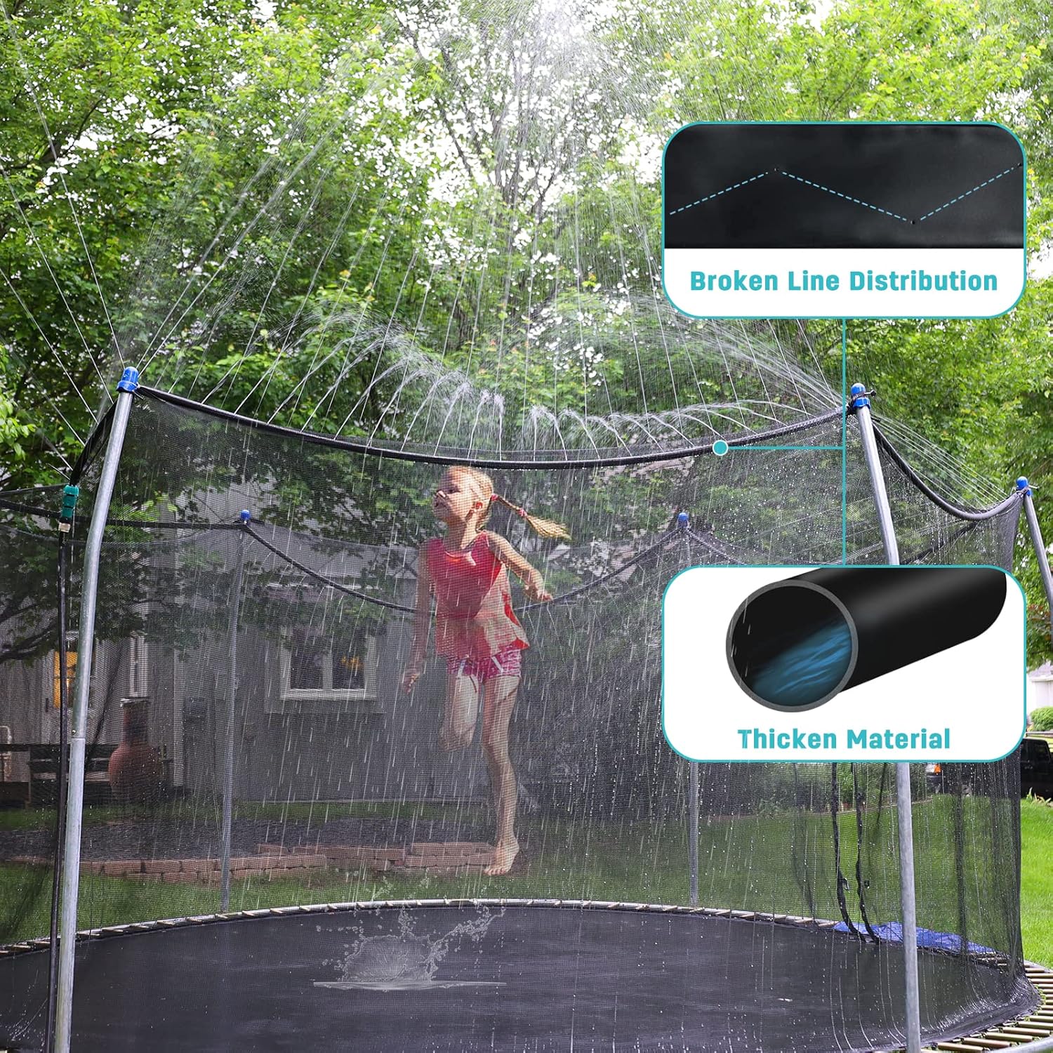 🛒 Flаѕh Sаlе ARTBECK Trampoline Sprinkler for Kids, Outdoor Trampoline Water Park Sprinklers for Boys Girls, Trampoline Accessories for Summer Fun Backyard Water Play Games 39ft