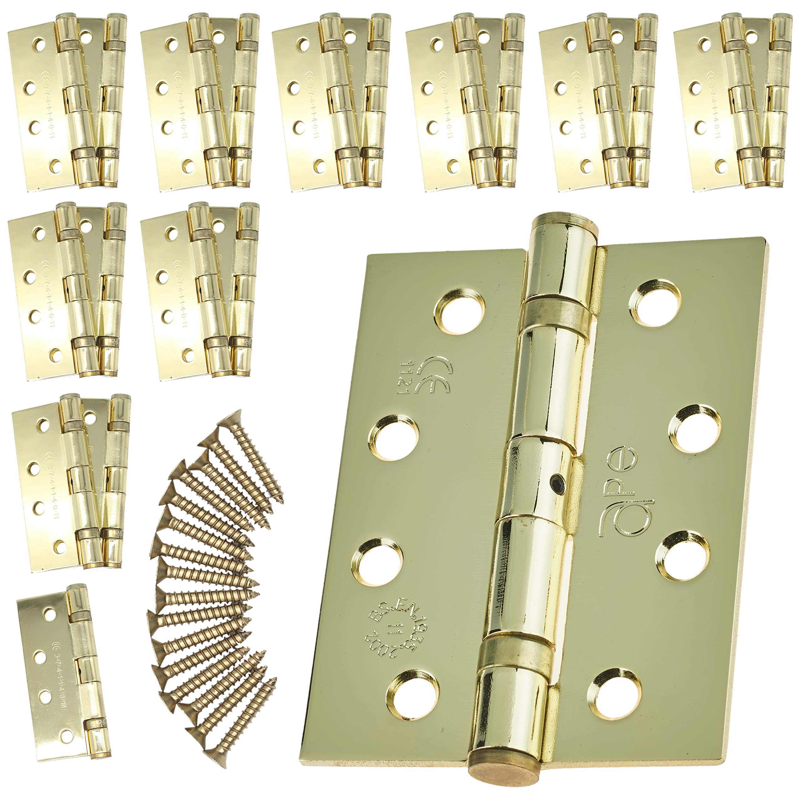 Door Hinge 4" / 102mm PVD Brass Ball Bearing Washer CE Grade 11 for Fire Door 10 Pair