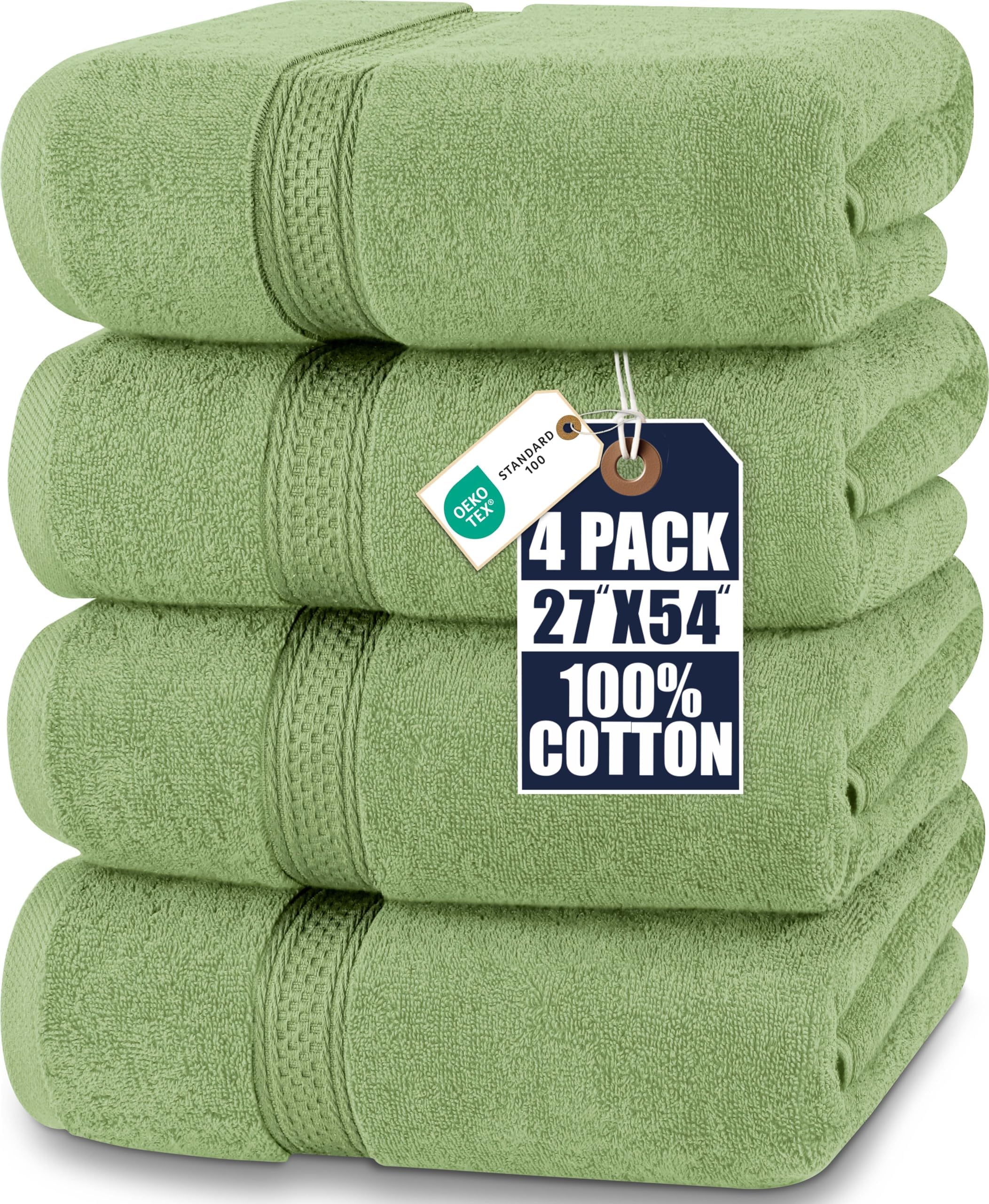 Utopia Towels 4 Pack Premium Bath Towels Set, 27 by 54 Inches, 100% Ring Spun Cotton 600GSM, Lightweight and Highly Absorbent Quick Drying Towels, Perfect for Daily Use, Sage Green