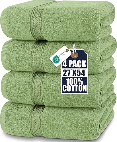 Miniatura 17 de Utopia Towels - Juego de 4 toallas de baño (27 x 54 pulgadas), 100% algodón hilado en anillo, 17.7 oz/yd² (600 g/m²), ligeras, altamente Marfil