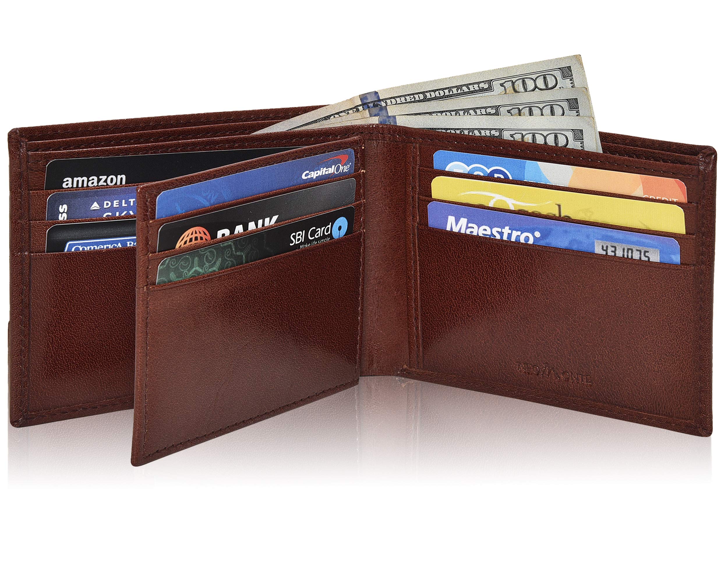 Handmade RFID Leather Bifold Wallets For Men in Multiple Colors offering 9 Cards and 1 ID Slots