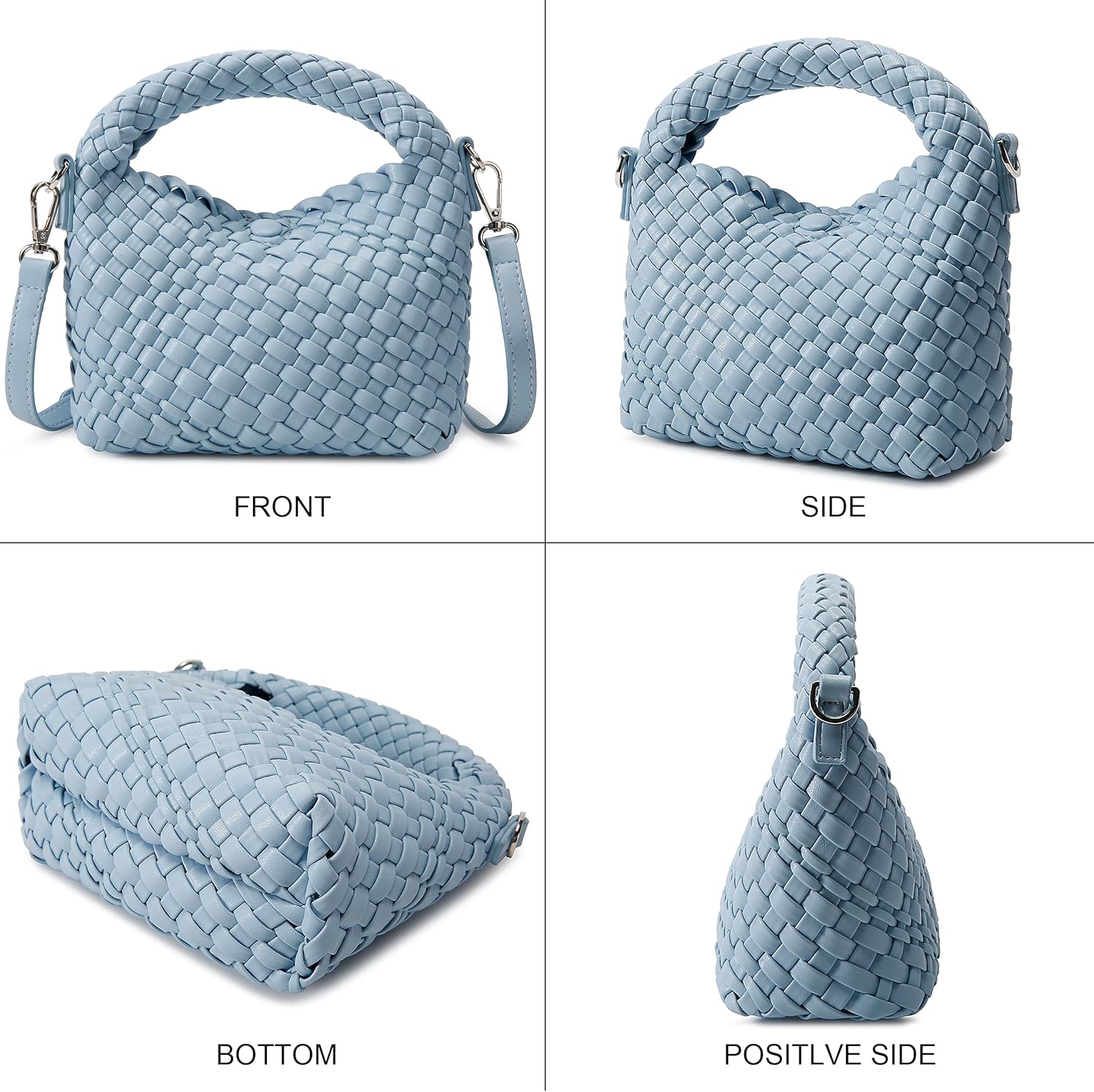 Fashion Small Woven Bag for Women, Handmade MINI HOBO Tote Bag Crossbody Handbag Travel Summer Beach Bag - Image 6