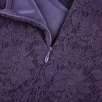 Vista 4 de Vestido largo de encaje con cuello en V para mujer