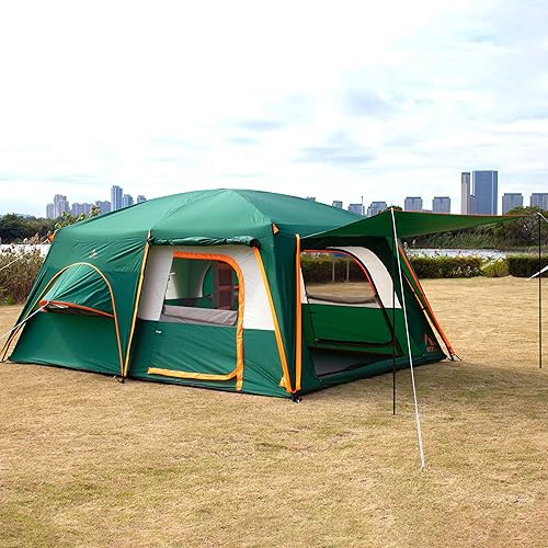 Miniatura 5 de KTT Extra Large Tent 6-10-12-14 Person(B),Family Cabin Tents,2 Rooms,3 Doors and 3 Windows with Mesh,Straight Wall,Waterproof,Double Layer,Big Tent