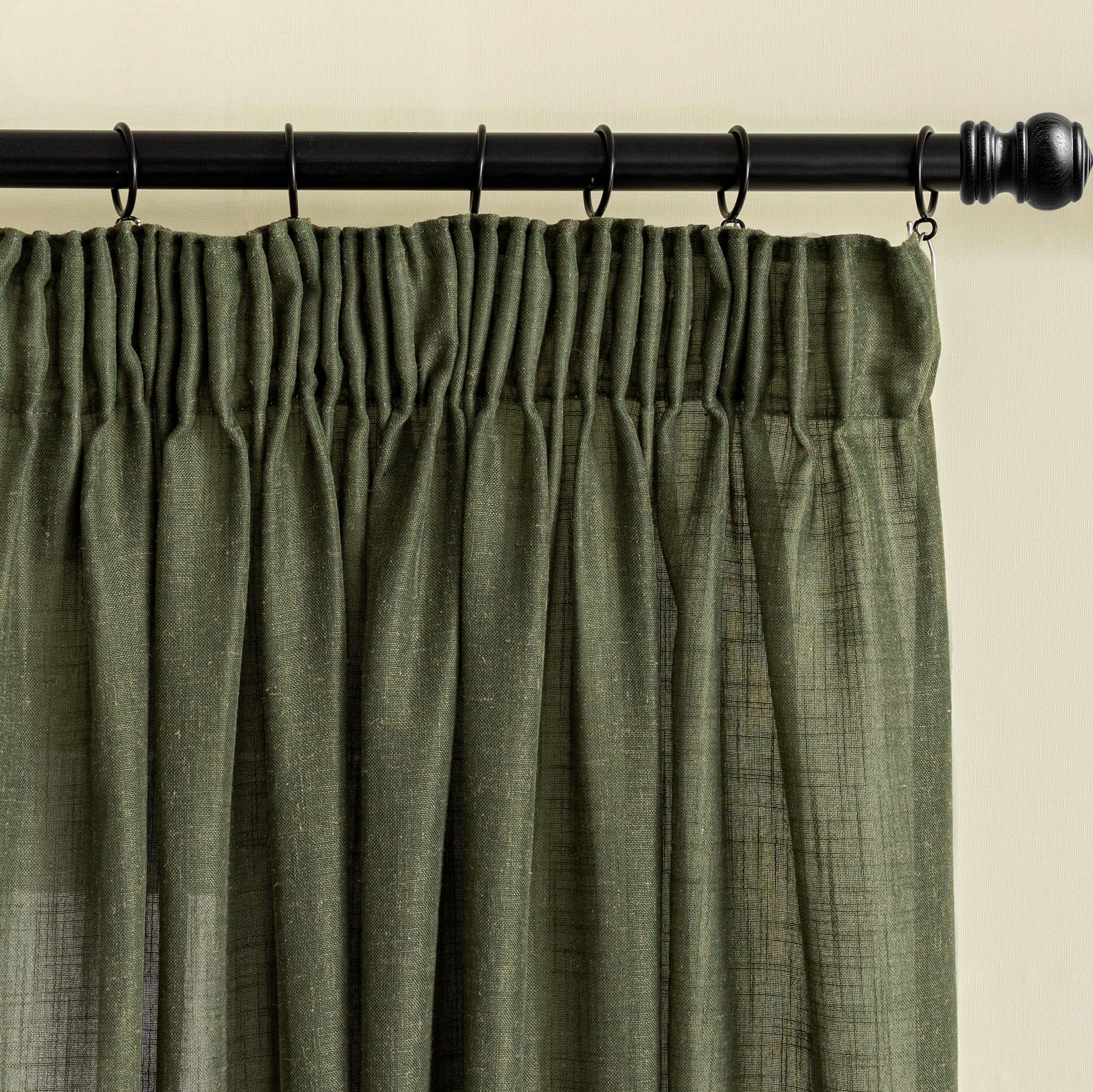 MYSKY HOME Gardinen Wohnzimmer Vorhänge mit Kräuselband Moderner Leinenoptik Vorhang Halbtransparent Natürlicher Stil Gardine 2er Set H 225 x B 140 cm,Grün